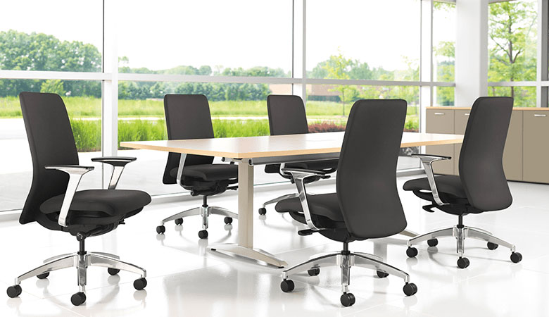Black Office Chairs Set Up in Office